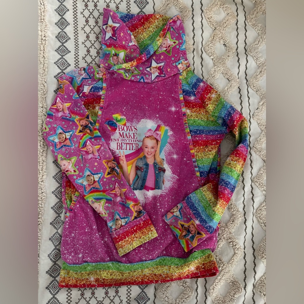 Colorful Star Hoodie with Graphic JoJo Siwa Print